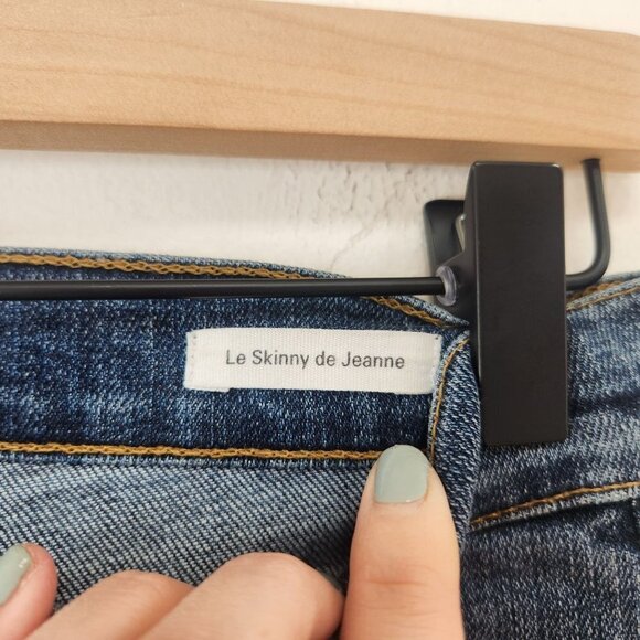 Frame Denim Le Skinny de Jeanne Medium Wash Stretch Skinny Jeans Distressed 26 - Picture 7 of 9